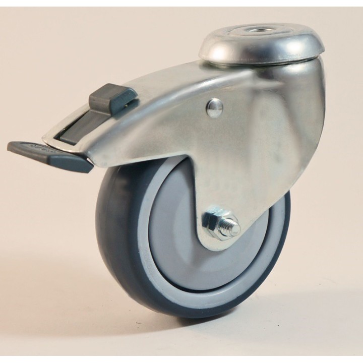 Roulette à trou central, roue bandage TPE non marquant, charges 70 à 100 Kg (série TPE/22)