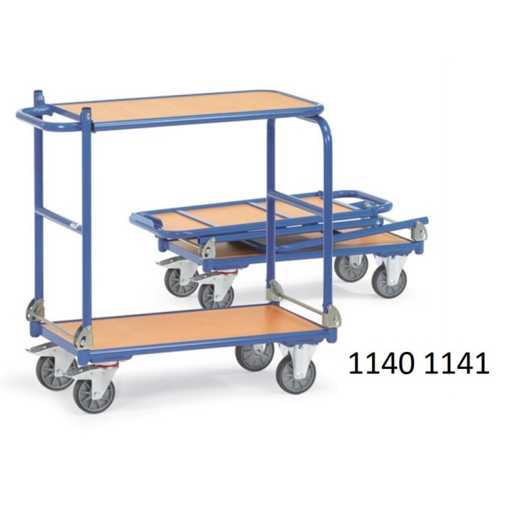 Chariots de manutention à 2 étagères pliables