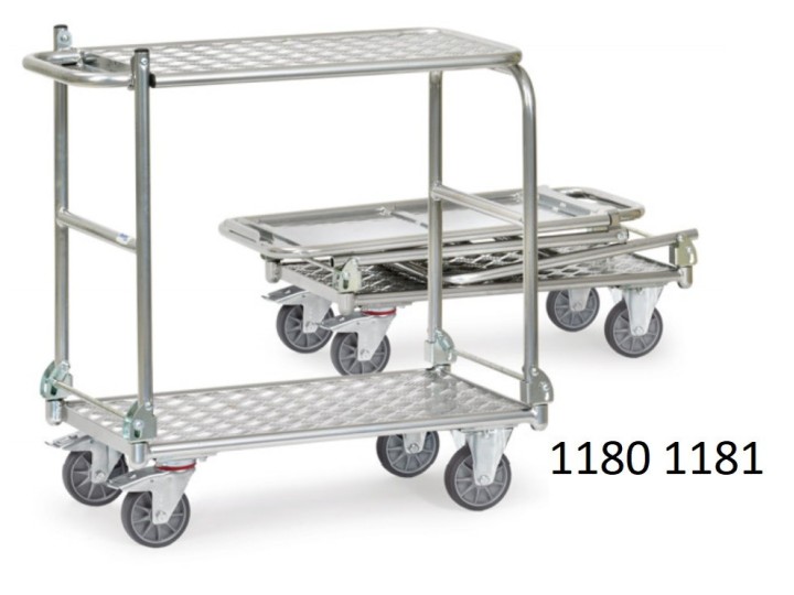 Chariots de manutention pliable en aluminium à 2 étagères