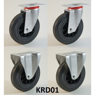 Pack composé de 4 roulettes Ø 200 mm serie D/22 avec 5 type de configurations au choix