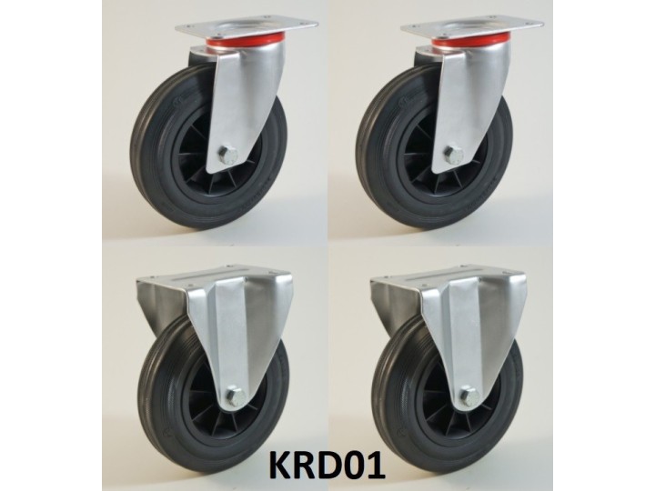 Pack composé de 4 roulettes Ø 200 mm serie D/22 avec 5 type de configurations au choix