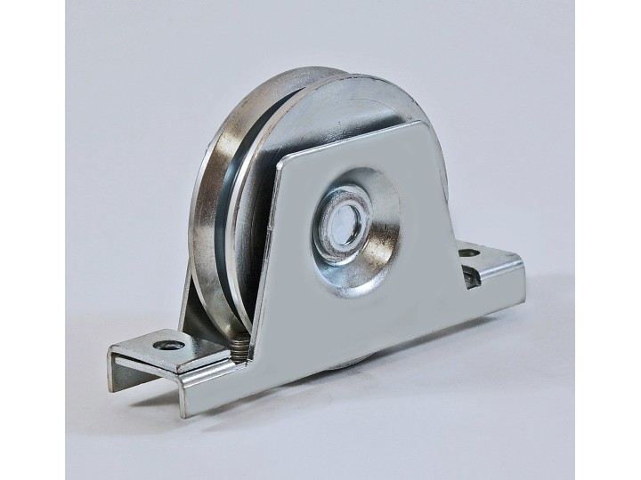 Roue de portail en acier à support à encastrer, gorge V, charges 300 à 600 Kg (série N220)