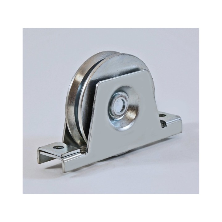 Roue de portail en acier à support à encastrer, gorge V, charges 300 à 600 Kg (série N220)