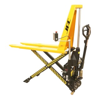 Transpalette haute levée électrique avec cellule de mise a niveau automatique, charge 1000 Kg.