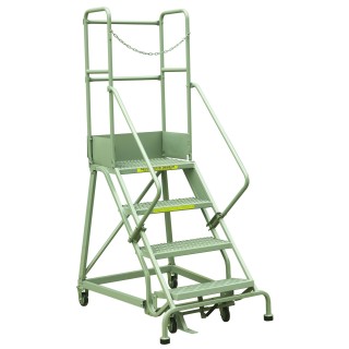 Escabeau industriel roulant 4 marches à immobilisation automatique, série RLC.