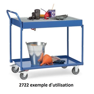 Chariots manuels à étagères tôle et bac rétention