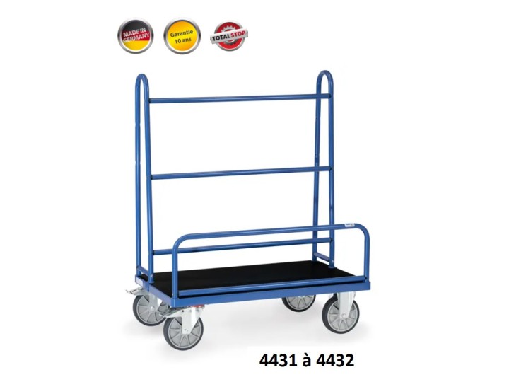 Chariot porte-panneaux FETRA avec tapis caoutchouc