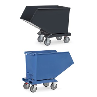 Benne basculante 800 litres sur roulettes caoutchouc