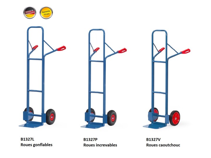Diable haut (1600mm) en tube acier FETRA charges 300 Kg