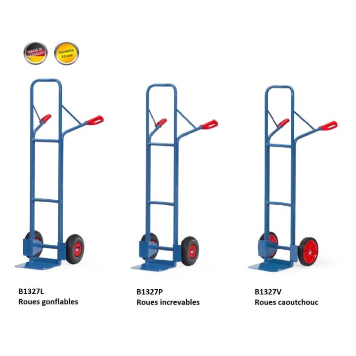 Diable haut (1600mm) en tube acier FETRA charges 300 Kg