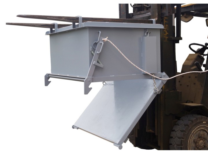 Benne a fond ouvrant 1100 litres, charge 1000 Kg