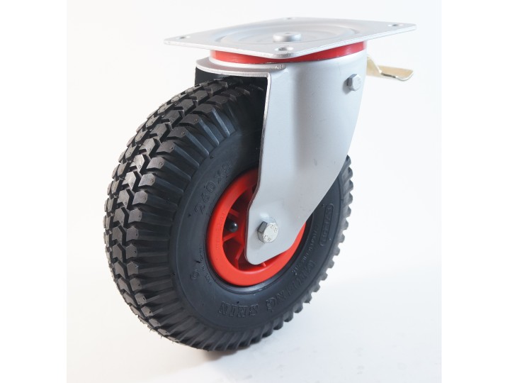 Roulette à platine, roue gonflable jante polypropylène charges 150 à 200 Kg (série GP/20)