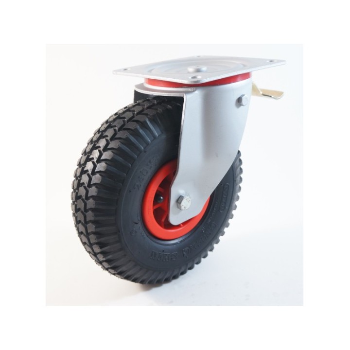 Roulette à platine, roue gonflable jante polypropylène charges 150 à 200 Kg (série GP/20)