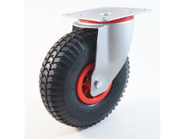 Roulette à platine, roue gonflable jante polypropylène charges 150 à 200 Kg (série GP/20)