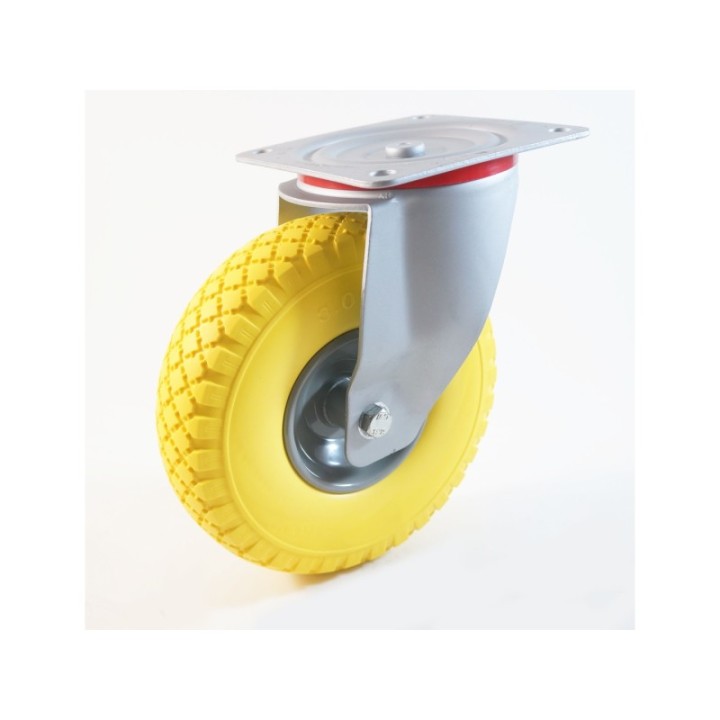 Roulette à platine, roue increvable en mousse polyuréthane, charges 70 à 160 Kg (série IPIT/22)