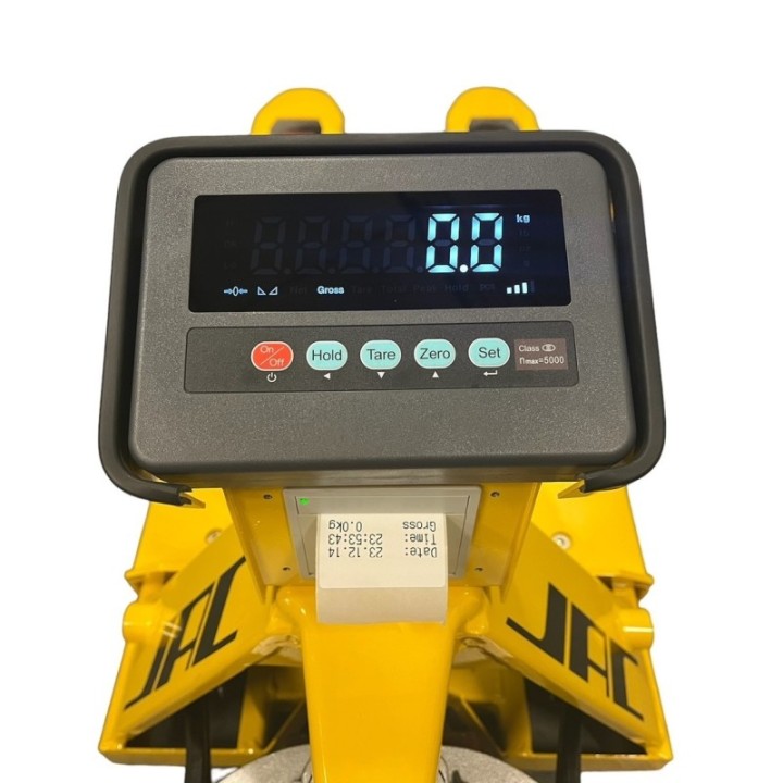 Transpalette manuel peseur + imprimante, charges 2000 Kg / pesage 2000 Kg