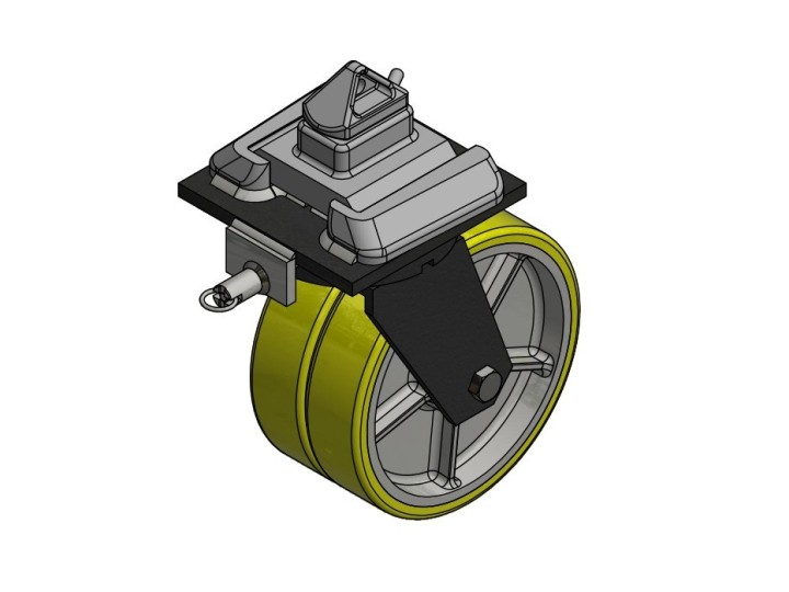Roulettes jumelées fortes charges pour container iso + blocage de direction, série ZCO/80, charges 2800 à 4000 Kg