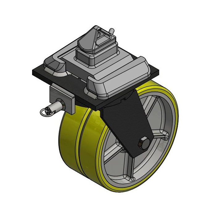 Roulettes jumelées fortes charges pour container iso + blocage de direction, série ZCO/80, charges 2800 à 4000 Kg