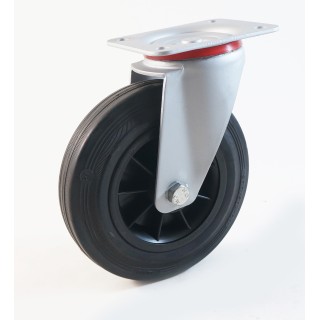 Roulette à platine, bandage caoutchouc jante polypropylène CU 50 à 295 Kg