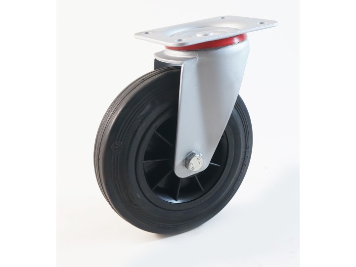 Roulette à platine, bandage caoutchouc jante polypropylène CU 50 à 295 Kg