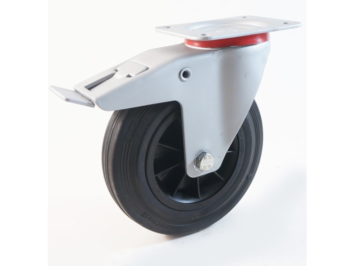 Roulette à platine, bandage caoutchouc jante polypropylène CU 50 à 295 Kg