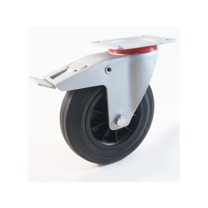 Roulette à platine, bandage caoutchouc jante polypropylène CU 50 à 295 Kg