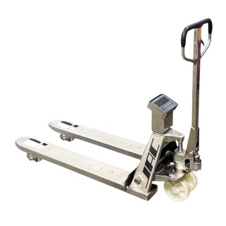 Transpalette manuel peseur inox 304 charges 2000 Kg / pesage 2000 Kg