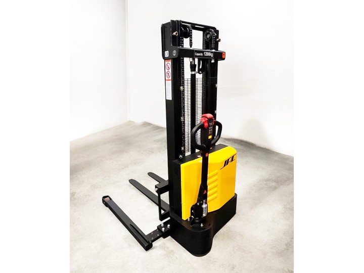 Gerbeur tout électrique à bras encadrant, charge 1200 Kg, levée 3000 mm