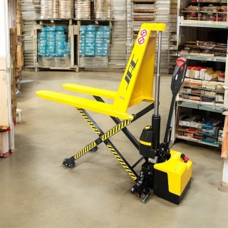 Transpalette haute levée tout électrique, charges 1000 Kg.