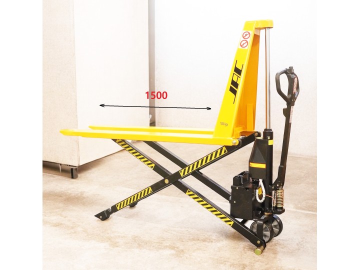 Transpalette haute levée électrique, charges 1000 Kg, fourches 1500 mm.