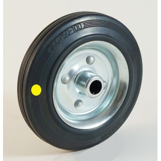 Roue à bandage caoutchouc noir antistatique, jante tôle, (série BAS)