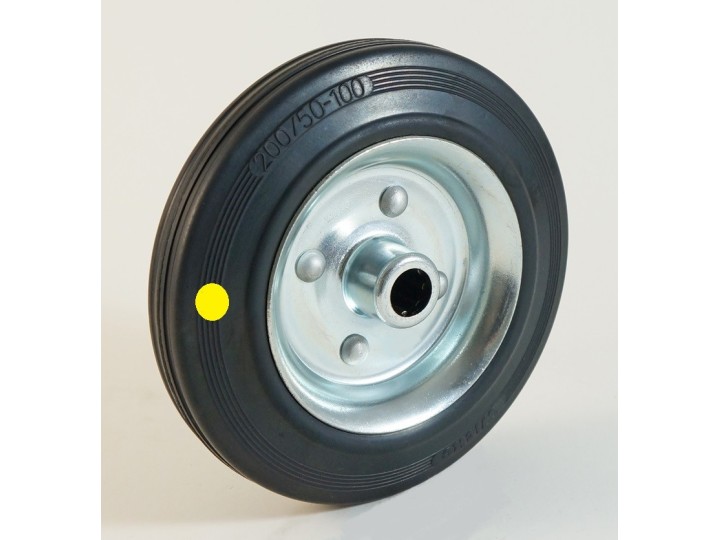 Roue à bandage caoutchouc noir antistatique, jante tôle, (série BAS)