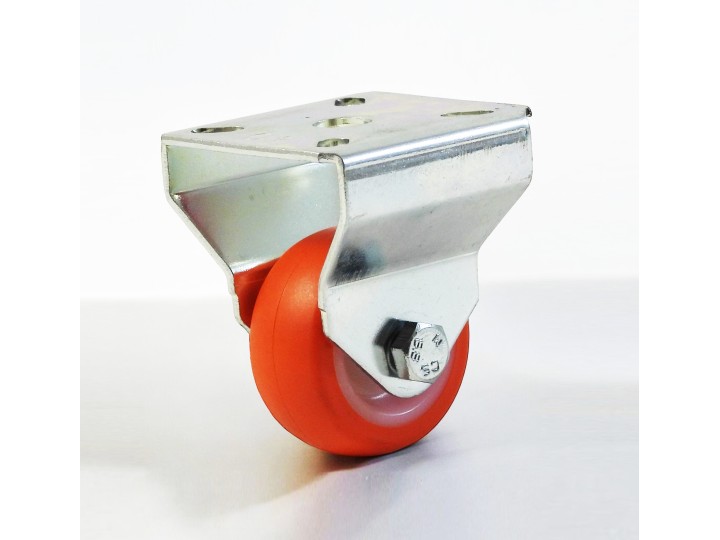 Roulette à platine surbaissé, Roue à bandage polyuréthane injecté rouge, jante polyamide, (série N/11)