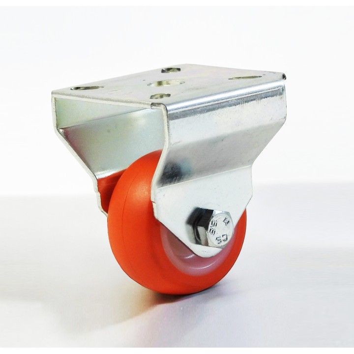 Roulette à platine surbaissé, Roue à bandage polyuréthane injecté rouge, jante polyamide, (série N/11)