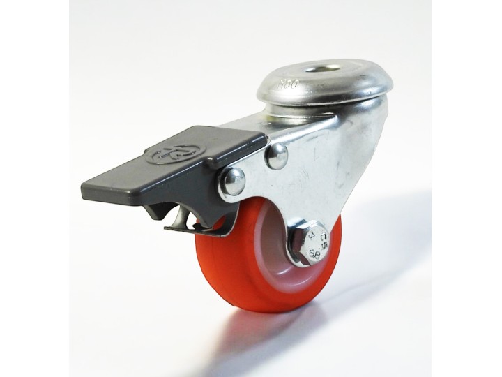 Roulette à trou central surbaissé, Roue à bandage polyuréthane injecté rouge, jante polyamide, (série N/111)