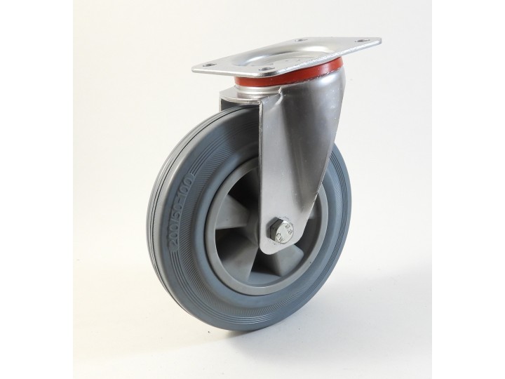 Roulette à platine, bandage caoutchouc non marquant, charges 50 à 205 Kg (série DG/22)