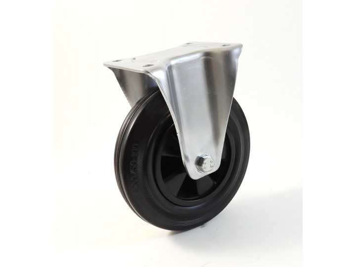 Roulette à platine, Roue à bandage caoutchouc noir, jante polypropylène, (série 22-40/D)