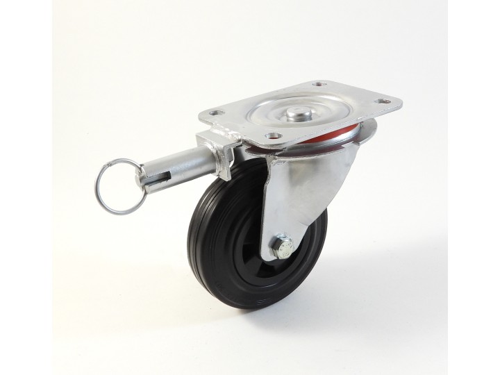 Roulette à platine, Roue à bandage caoutchouc noir, jante polypropylène, (série 22-40/D)