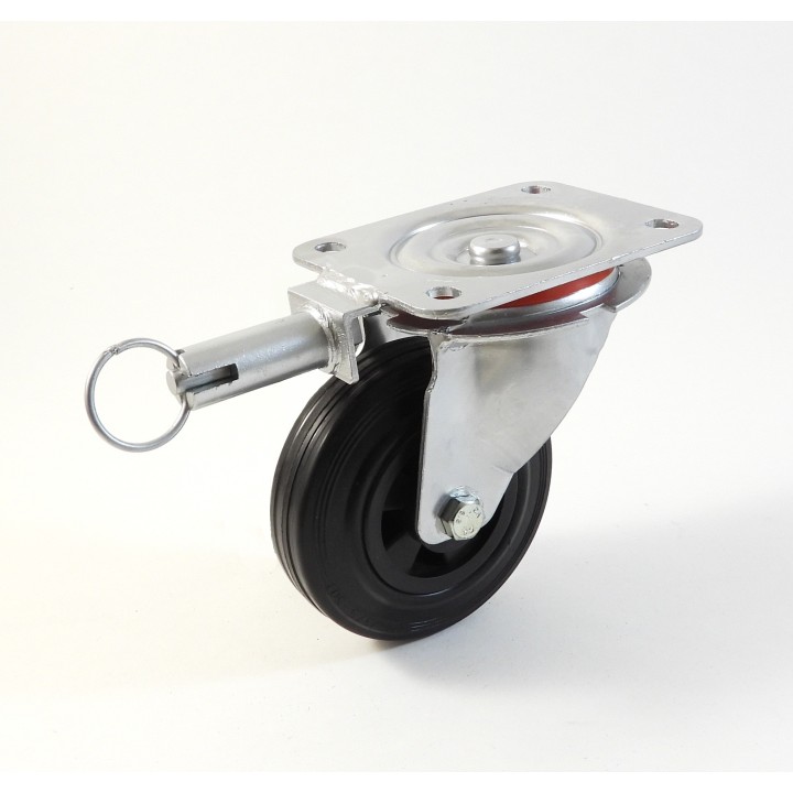 Roulette à platine, Roue à bandage caoutchouc noir, jante polypropylène, (série 22-40/D)