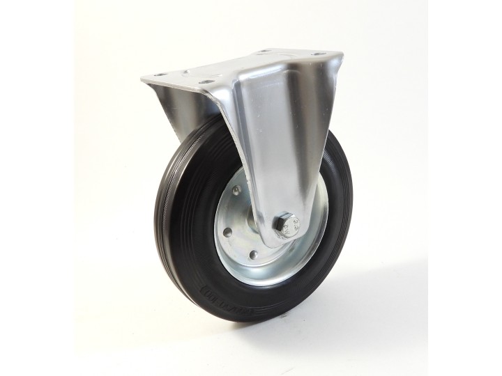 Roulette à platine, Roue à bandage caoutchouc noir, jante tôle, (série 22-40/B)