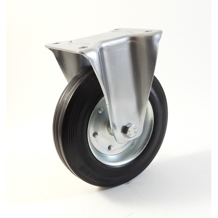 Roulette à platine, Roue à bandage caoutchouc noir, jante tôle, (série 22-40/B)