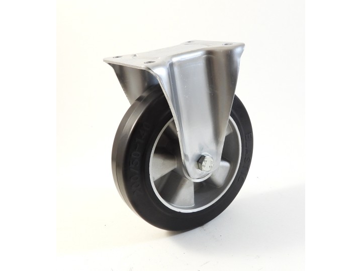 Roulette à platine, Roue à bandage caoutchouc élastique noir, jante aluminium (série 22-40/E)