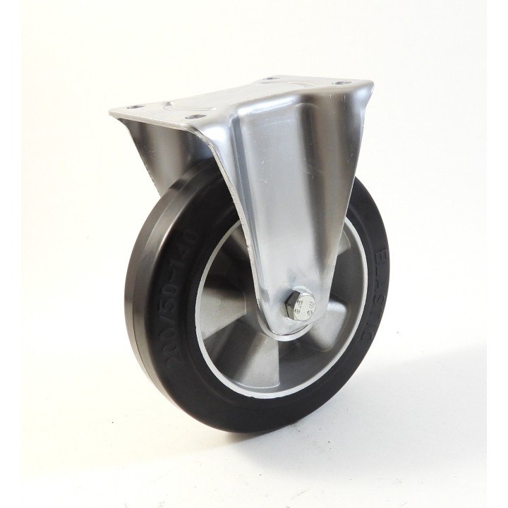 Roulette à platine, Roue à bandage caoutchouc élastique noir, jante aluminium (série 22-40/E)