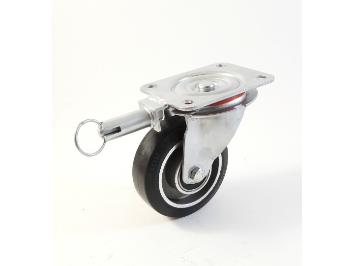 Roulette à platine, Roue à bandage caoutchouc élastique noir, jante aluminium (série 22-40/E)