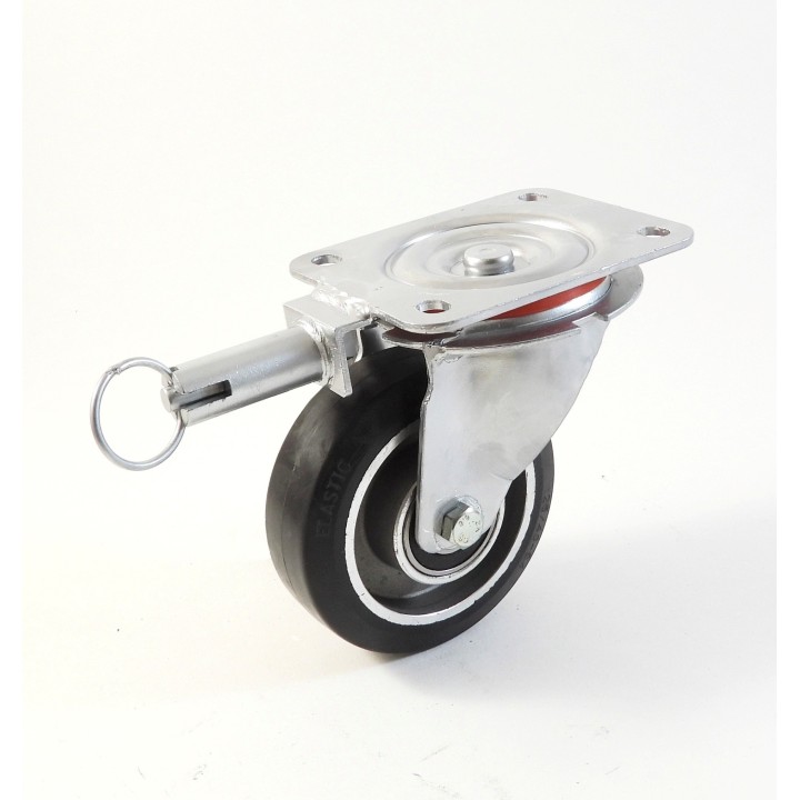 Roulette à platine, Roue à bandage caoutchouc élastique noir, jante aluminium (série 22-40/E)