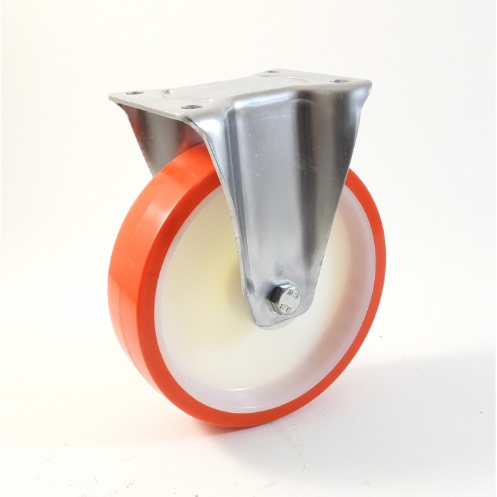Roulette à platine, Roue à bandage polyuréthane injecté rouge, jante polyamide (série 22-40/N)