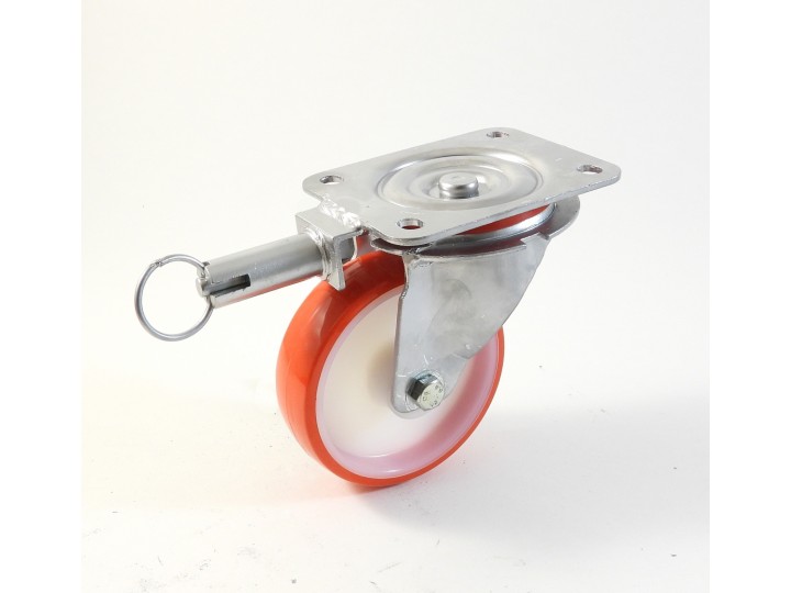 Roulette à platine, Roue à bandage polyuréthane injecté rouge, jante polyamide (série 22-40/N)