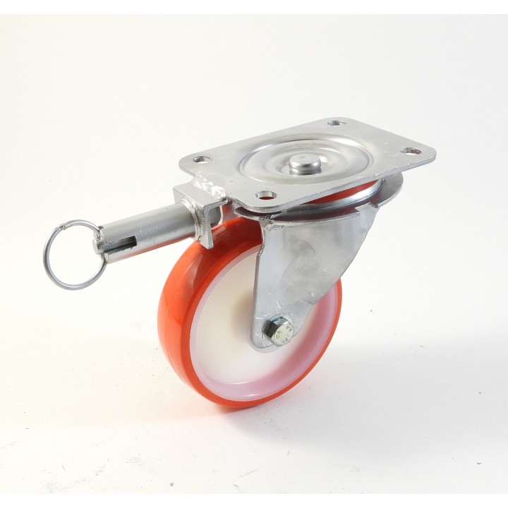 Roulette à platine, Roue à bandage polyuréthane injecté rouge, jante polyamide (série 22-40/N)