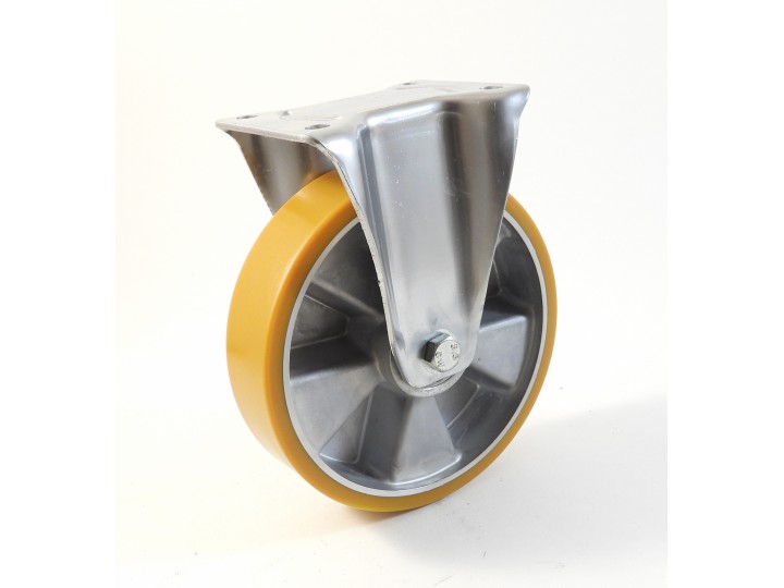 Roulette à platine, Roue à bandage polyuréthane coulé jaune, jante aluminium (série 22-40/T)