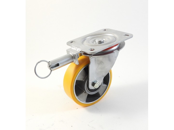 Roulette à platine, Roue à bandage polyuréthane coulé jaune, jante aluminium (série 22-40/T)